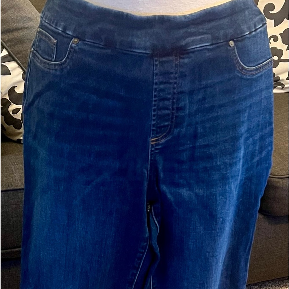 Women’s jeans by CHICO IN SIZE 12R, pull on, jegging, ankle length.